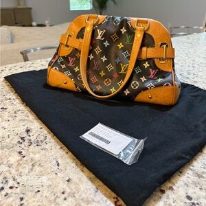 Louis Vuitton Brown Monogram Shoulder Bag with Gold Hardware